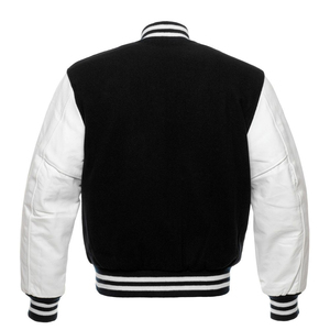 OEM ODM 2025 Custom Black Varsity <b>Jackets</b> <b>Jacket</b> <b>Men</b> <b>Leather</b> Sleeve Letterman Varsity <b>Jacket</b> for <b>Men</b> - Product Image 3