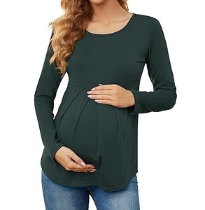 Nouvel Arrivage – T-shirt de Maternité Personnalisé à Manches Longues Respirant pour Femmes Enceintes et Allaitantes – Faible MOQ, Prix Abordable - Product Image 1