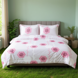 Nature Bliss 4 Pc 20s Cotton Bedding Set <b>Queen</b> Floral Printed Comforter Standard <b>Bed</b> <b>Sheets</b> Quality Plain for Home Hotel Summer - Product Image 3