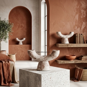 Vase Arche en Terre Cuite Rustique Tallo en Forme de U, Porte-Bougie Artisanal en Céramique, Urne Décorative de Table, Vente en Gros - Product Image 6