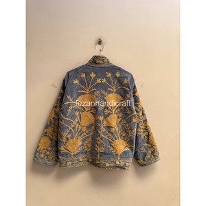 Unisex <b>Women's</b> Party Wear Two Side Handmade Boho <b>Velvet</b> Quilted Floral Embroidery <b>Women's</b> Winter Inside Cotton Lining <b>Jacket</b> - Product Image 2