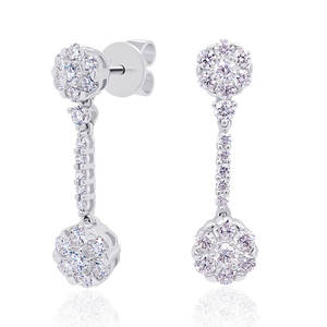 Pendientes de Diamantes Cultivados en Laboratorio con Certificación IGI, Diseño de Margarita, Oro Blanco de 14K, Chapado en Rodio, Joyería Fina de Lujo, Regalo de Boda - Product Image 3
