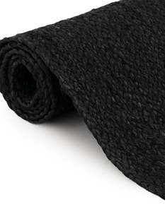 Handwoven Black Jute Area <b>Rug</b> Solid Color Natural Fiber Carpet <b>Boho</b> Farmhouse Floor Mat For Living Room Bedroom - Product Image 4