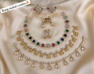 Magnifiques ensembles de colliers finition mate CZ, offre combo idéale pour les occasions festives et le bureau, ensembles de colliers minimalistes. - Product Image 4