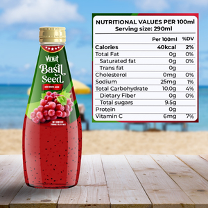 VINUT Boisson aux graines de basilic Saveur de raisin rouge 290ml Échantillon gratuit Fabricant OEM ODM Marque privée Vente en gros ISO - Product Image 6
