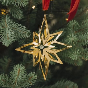 Adorno Metálico Colgante Estrella Dorada para Árbol de Navidad, Accesorio Decorativo Moderno - Product Image 1