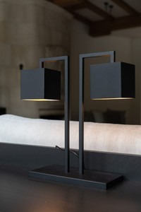 Modern Metal Table Lamp with Black Fabric Shade Rectangular Minimalist Design for Residential Use LED E27 Base 3500K Warm White - Product Image 3