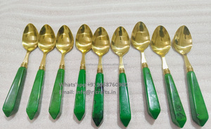 Green Goldware Modern Cutlery Set <b>Dishwasher</b>-Safe Flatware Metal Handles Includes Dinner Knives Spoons Spoon Rests Pot Clips - Product Image 6