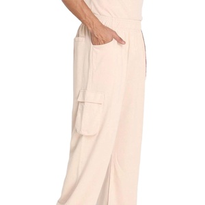 Unisex 100% Cotton Fabric Men's jogger Pants Customize Solid Beige Color Elastic Waist Oversize Wear Joggers Pants MADE BY HS - Product Image 2