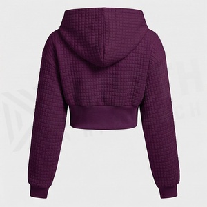 Sudadera con Capucha Corta para Mujer, Estilo Streetwear, con Logotipo Personalizado, para Gimnasio, Informal, Lavado Ácido, de Alta Calidad - Product Image 2