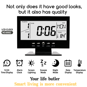 Hoge-Resolutie <span class=keywords><strong>Lcd</strong></span> Digitale Bureauklok Met Temperatuur/Vochtigheid <span class=keywords><strong>Display</strong></span> Modern Ontwerp Voor Muur-Of Desktopgebruik - Product Image 4