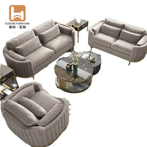 Italienisches modernes Luxus-Sofaset aus Samt mit geschwungenem Frisiertisch für Hotel-Wohnzimmer, Home-Lounge, Büro oder Salonmöbel - Product Image 1