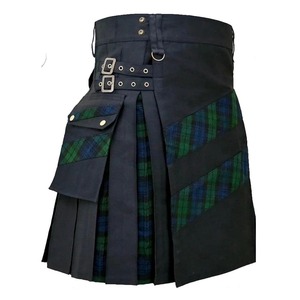 Kilt utilitaire en tartan personnalisé pour homme avec sangles en cuir hybride, prix d'usine, service OEM disponible - Product Image 5