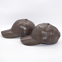 Gorra de Béisbol de Cuero PU Marrón con Patrón de Cocodrilo, Ajustable con Cierre a Presión, 6 Paneles, Unisex, Casual, para Exteriores