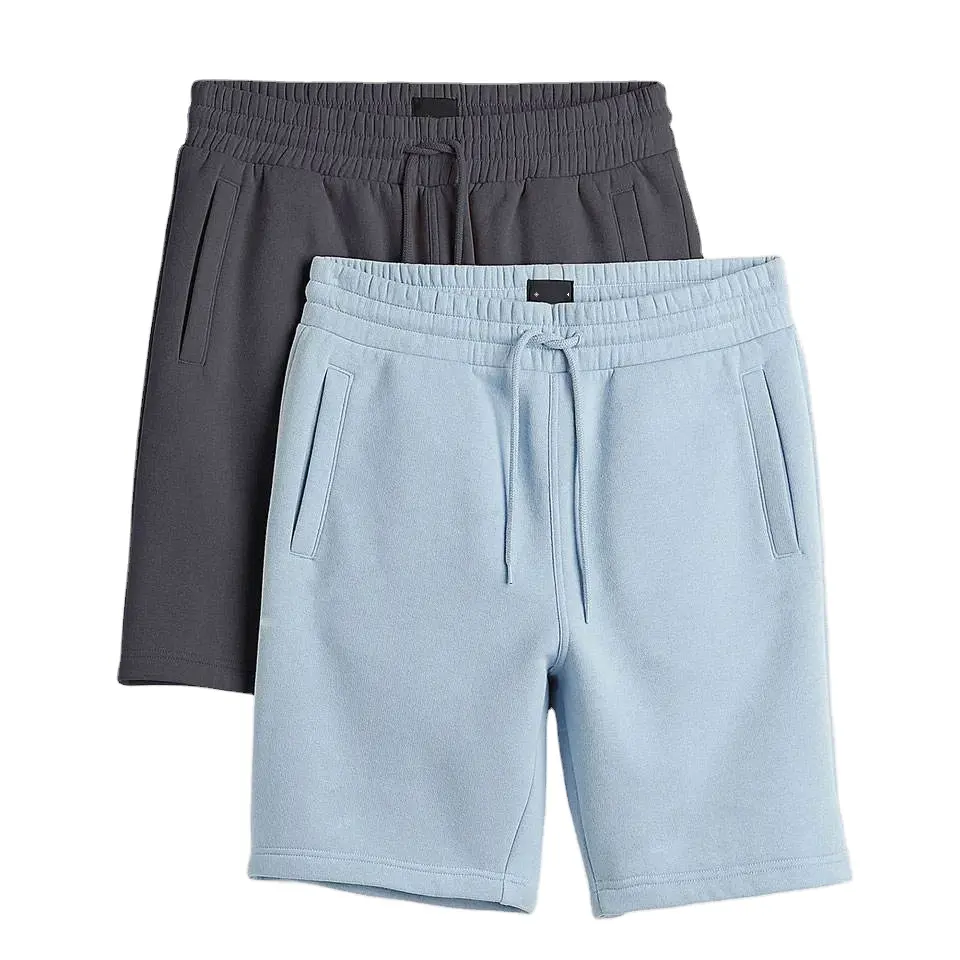 Shorts de ginástica 100% algodão para homens, shorts curtos de treino de corrida, de lã francesa respirável para academia, atacado