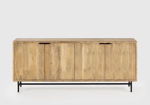 Modern Luxury Nordic Solid Wood Handcrafted <b>Sideboard</b> Fluted Tambour Doors Brass <b>Legs</b> Durable Farmhouse Dining Storage Cabinet - Product Image 6