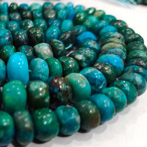 Perles de chrysocolle naturelle, rondes, lisses, graduées, de 5 à 10 mm, vendues par brin de 8 pouces de long - Product Image 6