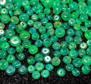 Perles d'opale verte naturelle éthiopienne, forme ronde, lisses, traitées par fumigation, 3-5 mm, pour bijoux - Product Image 1