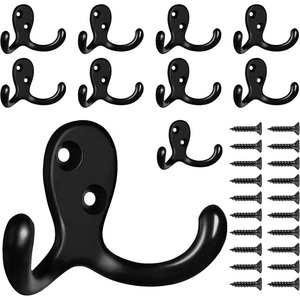 Minimalist <b>Gold</b> Metal <b>Wall</b> <b>Hook</b> Set 2-Pack For Clothing Storage Drill Installation Anti-Rust Design - Product Image 3