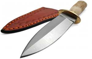 Cuchillo de Cocina Simétrico de Acero Inoxidable Hecho a Mano con Mango de Hueso y Funda de Cuero - Product Image 3