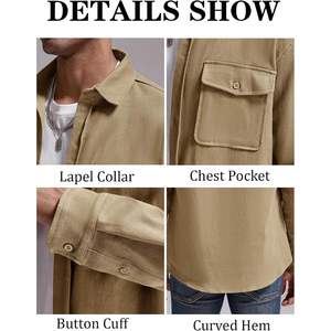 2025 Veste chemise boutonnée en sergé décontractée pour hommes Design léger à manches longues - Product Image 2