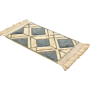 Tapis de prière en laine gris crème géométrique moderne - Janamaz bohème avec franges en macramé - Product Image 6