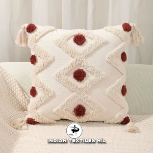 Housse de coussin carrée style nordique bohème ethnique 2026, technique tissée, brodée, touffetée, vintage, écologique, personnalisable, OEM, vente en gros - Product Image 1