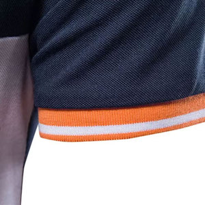 Men's Color Blocked Short Sleeve <b>Polo</b> Shirt Geometric Design Knitted Casual Style Navy <b>Orange</b> White Regular Fit - Product Image 3