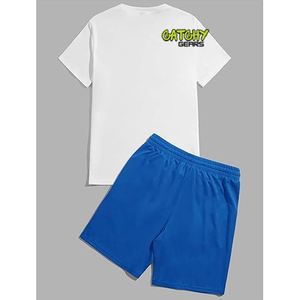 Ensemble de t-shirts en coton tricotés personnalisés pour hommes, imprimés, style décontracté d'été, fournisseur en gros - Product Image 4