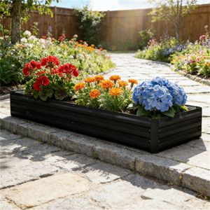 Fioriera rialzata nera per giardino, vasi e fioriere, cassetta per la semina - Product Image 1