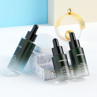 Botol Serum Minyak Esensial Kaca Silinder Hijau Doff 20ml 30ml 50ml Custom Kosmetik dengan Bahu Rata dan Pipet Tetes, Dicetak Sablon