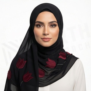 Hiyab de Chifón Floral para Mujer, Transpirable, para Uso Diario, Pañuelo Islámico - Product Image 6