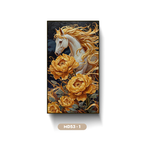 Cuadro Decorativo Premium OEM con Caballos Galopantes, Pintura de Espejo, Estética Oriental, Hecho en Vietnam - Product Image 1