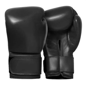 Gants de boxe en similicuir noir Econex Sports avec fermeture auto-agrippante pour sangle de poignet, personnalisables avec impression de marque, pour adultes - Product Image 2