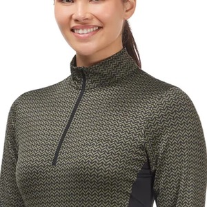Haut d'équitation pour femme à manches longues, imprimé géométrique, fermeture éclair, respirant, tricoté, taille mi-haute, séchage rapide, léger - Product Image 6