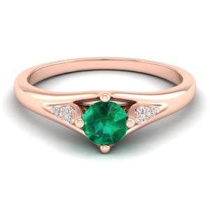 Bijoux REYES en argent sterling 925, anneaux sertis d'émeraudes rondes de 0,5 carat pour femmes, bijoux en moissanite certifiés GRA - Product Image 1