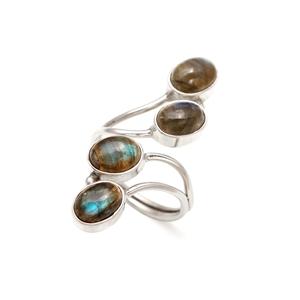 Women's 925 <b>Sterling</b> <b>Silver</b> <b>Adjustable</b> <b>Ring</b> Natural Labradorite Gemstone New Design Open <b>Ring</b> Bezel Setting Wholesale Jewelry - Product Image 2
