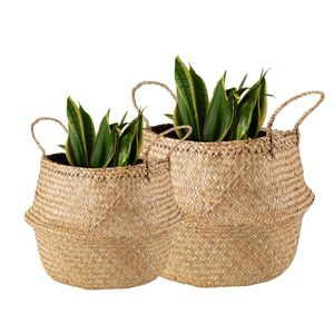 Cestas Decorativas Hechas a Mano de la Marca PHU HAO, de Paja Natural, con Diseño Plegable para Ropa, Plantas y Almacenamiento - Product Image 1