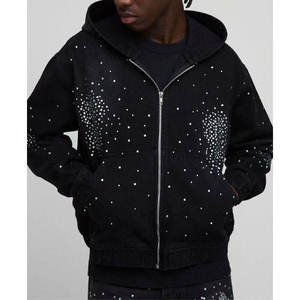 Custom Rhinestone Zip Up Hoodie Men's Streetwear <b>Jacket</b> Wholesale Full Zip Hoodie <b>Sparkle</b> Graphic Hoodie Premium Cotton Blend - Product Image 6