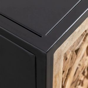 <b>Large</b> Capacity Traditional Carved Wood Bedside Cabinet & Nightstand with Floral Relief Storage for Hotel and Farmhouse Bedrooms - Product Image 4