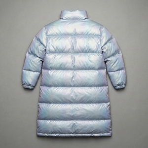 Veste d'hiver longue matelassée holographique iridescente métallique pour hommes et femmes, parka chaude et rembourrée de grande taille - Product Image 2