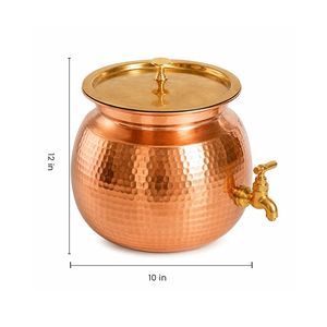 Distributeur d'eau en cuivre martelé authentique avec robinet et couvercle en laiton, 12x10 pouces, style vintage, pour usage domestique - Product Image 4