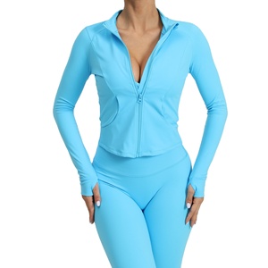 Nueva Chaqueta de Yoga de 10 Colores, Ropa Deportiva, Chaqueta con Cierre y Logotipo Personalizado para Mujer, Chaqueta Deportiva de Manga Larga para Correr, Cortavientos - Product Image 5