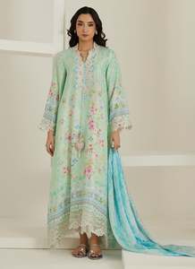 Sehr Co. International Pakistani Modern <b>Silk</b> Dresses for Women-Stylish Party & Wedding Wear Wrinkle Free Digital Print - Product Image 2