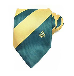 Corbata Formal Masónica Personalizada Marrón y Amarilla con Escuadra y Compás, Corbata de Maestro Masón - Product Image 3