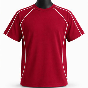 <b>Men's</b> Red <b>Short</b> <b>Sleeve</b> Sporty T-Shirt Regular Fit O-Neck Quick Dry Knitted Polyester Solid Color Blank Front Embroidered Jersey - Product Image 6