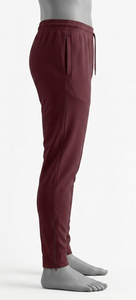 <b>Men's</b> <b>Burgundy</b> Elastic Waist Sweatpants Knitted 100% Polyester Midweight Breathable Side Pockets Casual Autumn Wear - Product Image 3