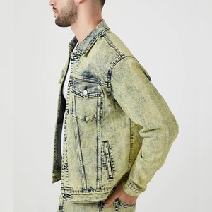 Acid Wash <b>Denim</b> Jacket Vintage Retro Jean <b>Coat</b> for Men Streetwear Fashion Outerwear Wholesale Supplier OEM - Product Image 4