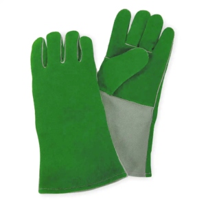 ถุงมือเชื่อมหนังวัวแท้สีน้ำเงิน ทนทาน ยาวพิเศษ อุปกรณ์ป้องกันส่วนบุคคล ปลอกนิ้วเย็บติดแน่น ป้องกันความร้อน - Product Image 6