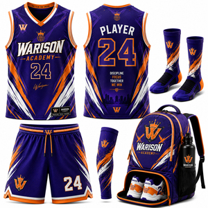 Breathable Basketball Uniform Kit 100% Polyester Sublimation Sportswear Basketball Uniform Set With Customized Name And Numbers - Product Image 1
